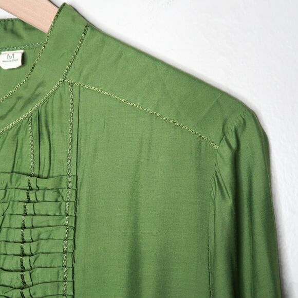 Nurture Womens Silk Button Up Shirt Size Medium Green Boho Lagenlook Hippie‎ - Picture 10 of 10